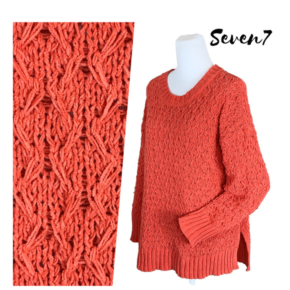 Seven 7 Chenille Chunky Loose Weave Spring Summer Sweater Rustic Luxury Coastal - Picture 1 of 11